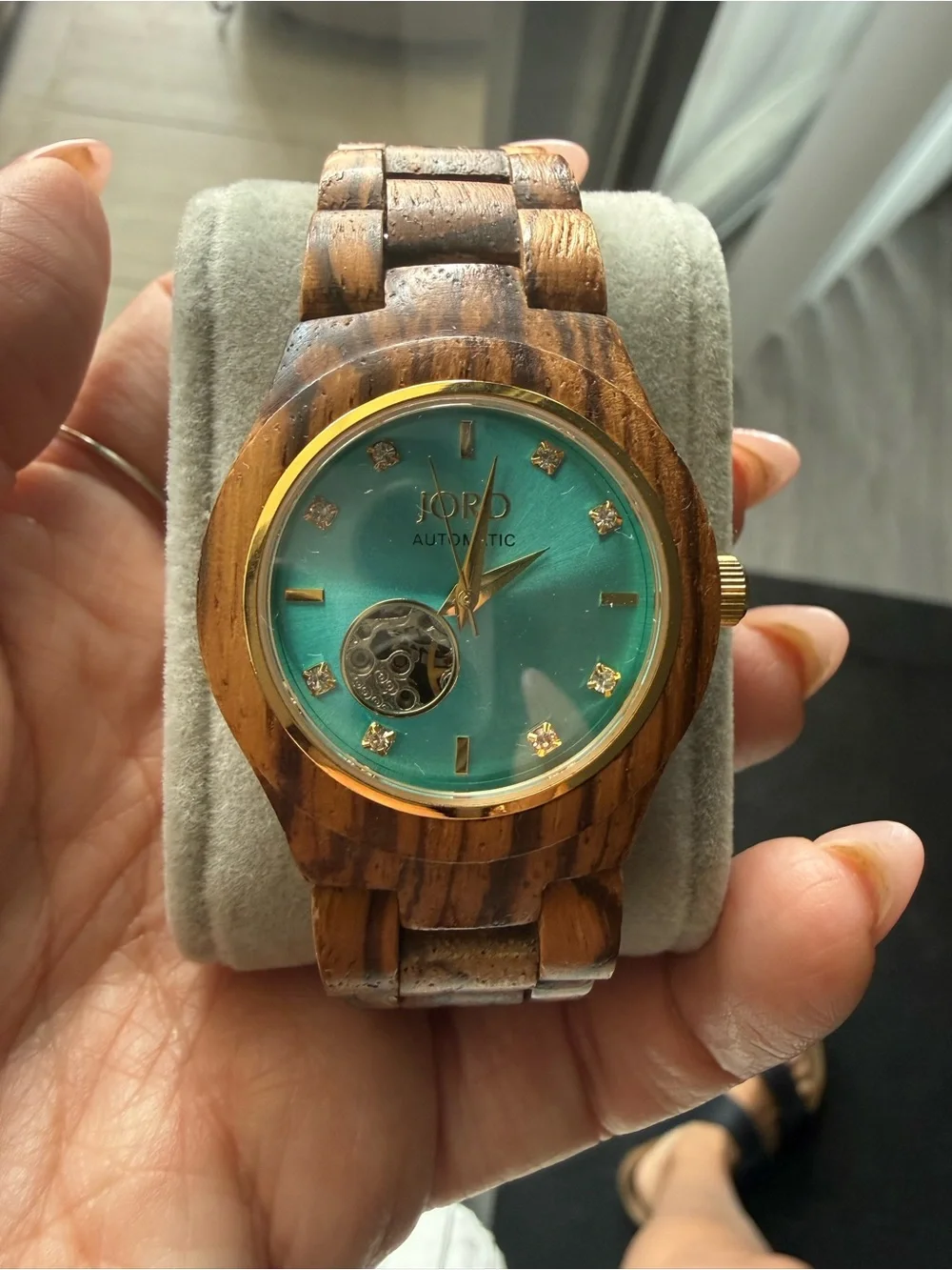 Jord Women’s Teal Dial Wooden Automatic Watch
